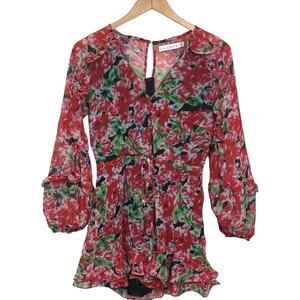 Chicways Feminine V-Neck Floral Romper  NEW Size Medium